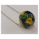 Sterling Silver Necklace with Glass Bead