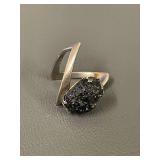 Sterling Silver Ring with Raw Black Stone