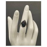 Sterling Silver Ring with Raw Black Stone