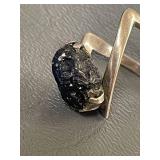 Sterling Silver Ring with Raw Black Stone
