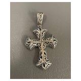Ornate Sterling Silver Filigree Cross Pendant 925