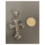 Ornate Sterling Silver Filigree Cross Pendant 925
