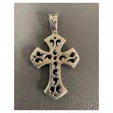 Ornate Sterling Silver Filigree Cross Pendant 925