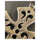 Ornate Sterling Silver Filigree Cross Pendant 925