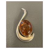 Sterling Silver Amber Gemstone Pendant