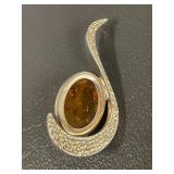 Sterling Silver Amber Gemstone Pendant