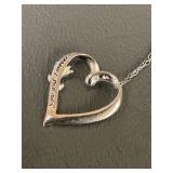 Sterling Silver Heart Pendant Necklace Italy