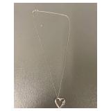 Sterling Silver Heart Pendant Necklace Italy