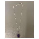 Sterling Silver Amethyst Pendant Necklace ATI 925
