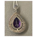 Sterling Silver Amethyst Pendant Necklace ATI 925