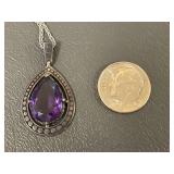 Sterling Silver Amethyst Pendant Necklace ATI 925