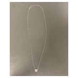 Sterling Silver Necklace with Square Pendant 925 Set w/ Clear Stones