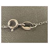 Sterling Silver Necklace with Square Pendant 925 Set w/ Clear Stones