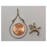 Sterling Silver Horse Clip Pendant 925 Intricate Design