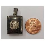 Vintage Sterling Silver Monogram Locket Pendant