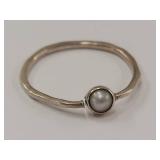 925 Sterling Silver Pearl Ring Minimalist Design
