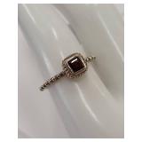 925 Silver Ring with Red Gemstone