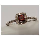 925 Silver Ring with Red Gemstone