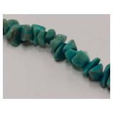 Vintage Turquoise Chip Bead Necklace With Sterling Silver