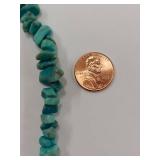 Vintage Turquoise Chip Bead Necklace With Sterling Silver