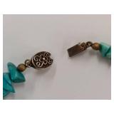 Vintage Turquoise Chip Bead Necklace With Sterling Silver
