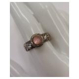 Sterling Silver Ring with Pink Stone Inlay