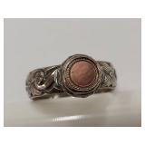 Sterling Silver Ring with Pink Stone Inlay