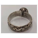 Sterling Silver Ring with Pink Stone Inlay