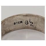 Sterling Silver Ring with Pink Stone Inlay