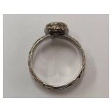 Sterling Silver Ring with Pink Stone Inlay