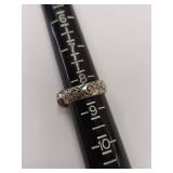 Sterling Silver Ring with Pink Stone Inlay