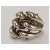 Unique Vintage 925 Silver Wrap Dolphin Motif Ring