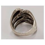 Unique Vintage 925 Silver Wrap Dolphin Motif Ring