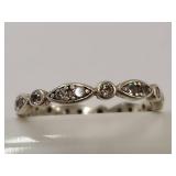 Sterling Silver Ring with Elegant Bezels and Round Accents