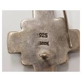 Vintage 925 Silver Turquoise Coral Inlay Earrings