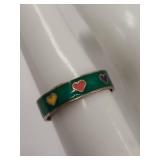 Vintage Mexico Sterling Silver Ring with Colorful Heart inlay