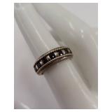 Elegant Silver Band with Blue Stones Ring