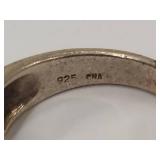 Elegant Silver Band with Blue Stones Ring