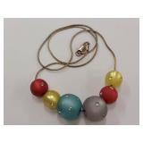 Colorful Beaded Sterling Silver Necklace with Rhinestone Accents