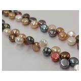 Sterling Silver, Multicolored Freshwater Pearl Necklace