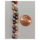 Sterling Silver, Multicolored Freshwater Pearl Necklace