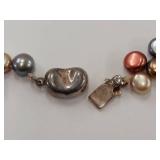 Sterling Silver, Multicolored Freshwater Pearl Necklace