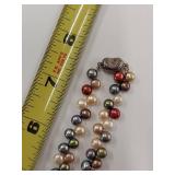 Sterling Silver, Multicolored Freshwater Pearl Necklace