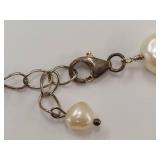 Sterling Silver Pearl Necklace Adored with Rhinestones