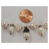 Sterling Silver Pearl Necklace Adored with Rhinestones
