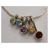 Multi-Gemstone Sterling Silver Necklace