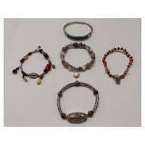 Beaded Bracelet Lot & A Sterling Silver Bracelet