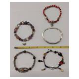Beaded Bracelet Lot & A Sterling Silver Bracelet