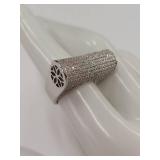 Stunning Silver-Tone Pave Statement Ring