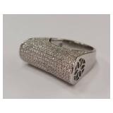 Stunning Silver-Tone Pave Statement Ring